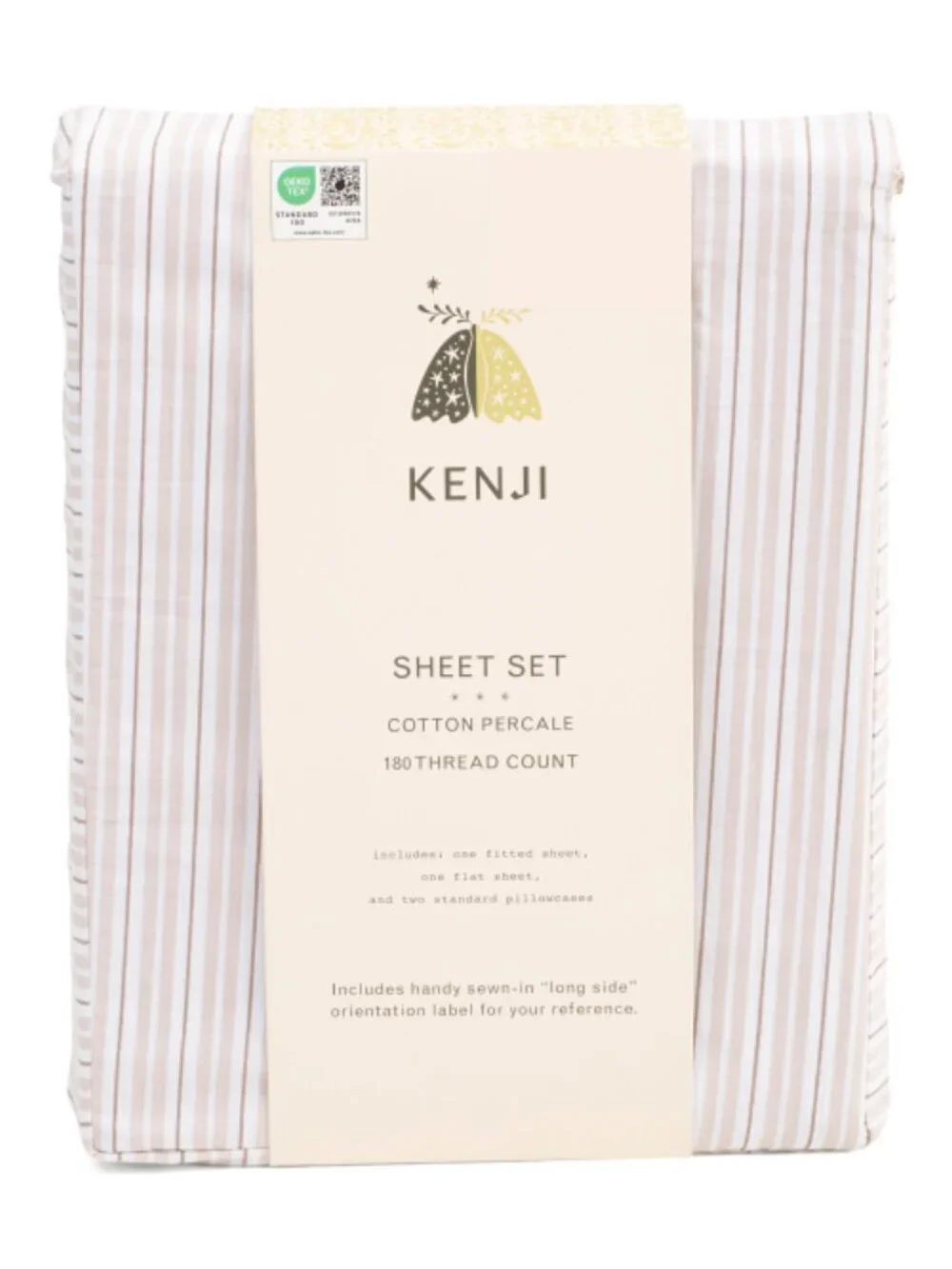 KENJI 180tc Cotton Percale Striped Sheet Set